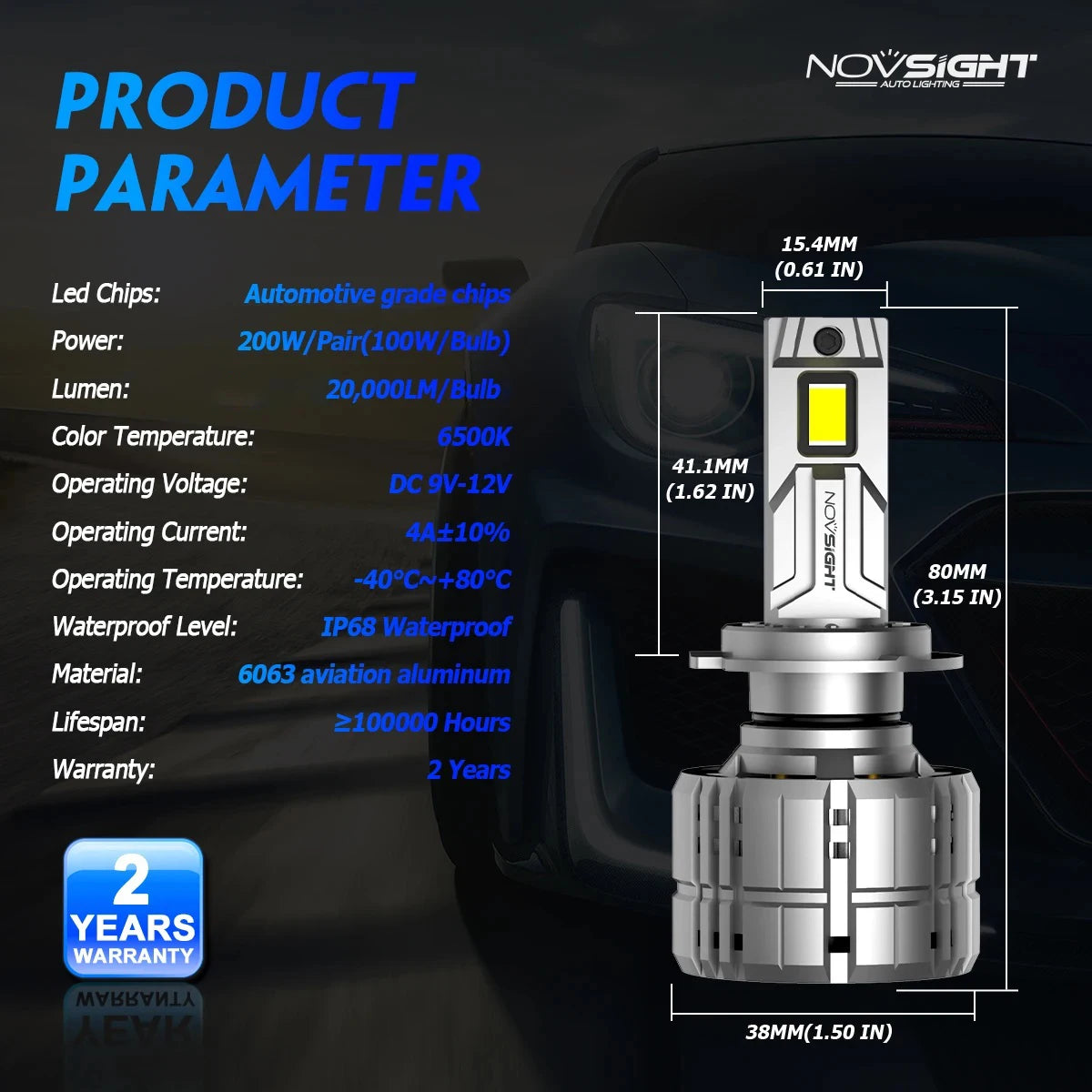 NOVSIGHT N60 200W 20000LM Super Bright H7 LED Canbus H4 H11 H8 H9 9005 HB3 9006 HB4 H13 9012 Car Lamp 6500K Car Headlight Bulbs