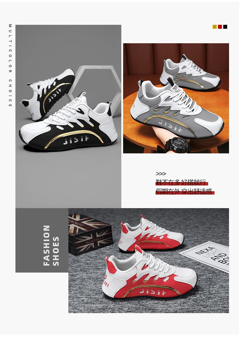 Luxury Men's Sneakers High Quality Leather Casual Shoes for Men Fashion All-match Sport Shoes Platform Comfor Men Running Shoes