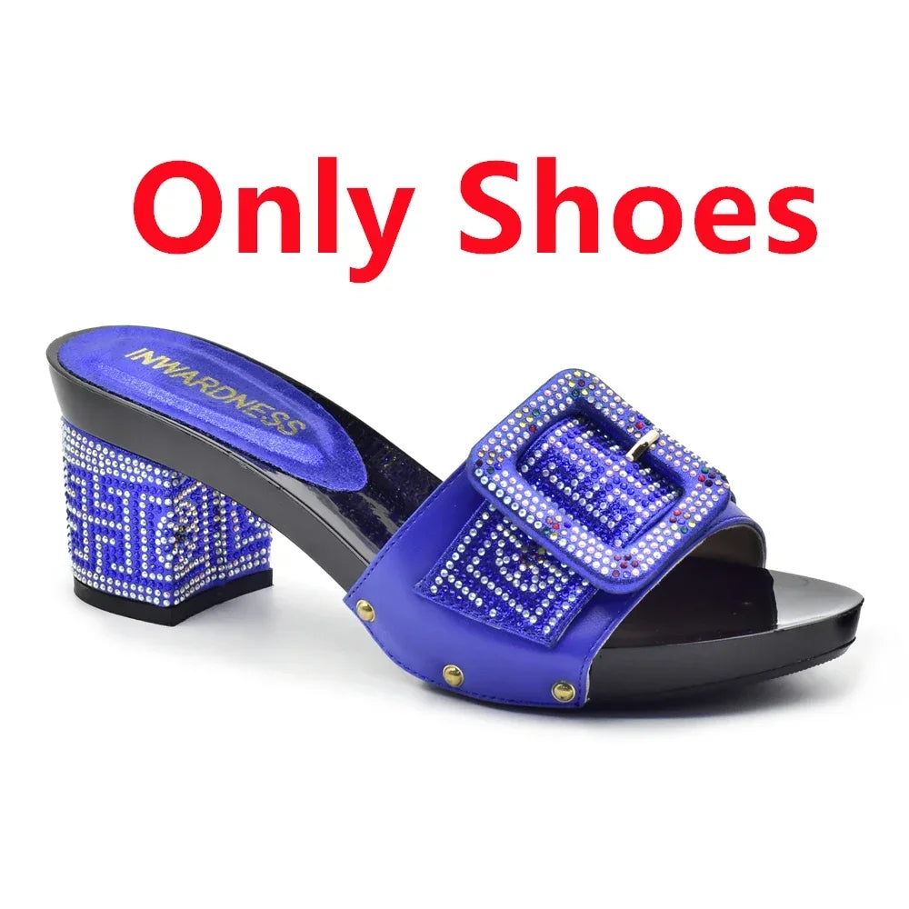Peep Toe Slingback Pumps & Matching Bags – Italian Style Party Shoe Set with Rhinestone Luxury (Sizes 37-43)