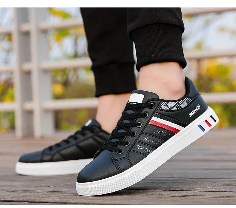 2024 Mens Casual Sneakers New Fashion Lace-up White Shoes Student Comfort Sports Plus Size Vulcanized Shoes Zapatillas De Hombre