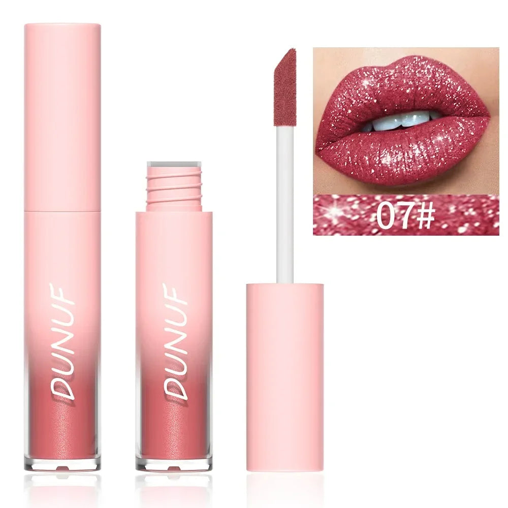 18 Color Sexy Red Diamond Glitter Lip Gloss Metallic Waterproof Long Lasting Matte Shimmer Liquid Lipstick Women Makeup Cosmetic