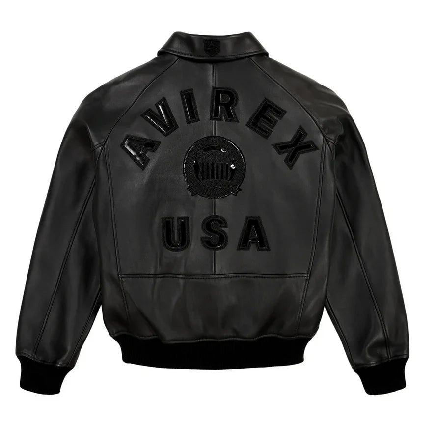 Avirex Fall New Listing Original Men's Casual Iconic Military Bomber Jacket US Size European Antique Sheepskin Coat Black Top