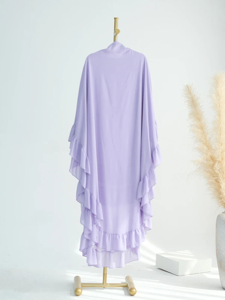 Long Chiffon Khimar Abaya Niqab Muslim Maxi Hijab for Women – Elegant Islamic Prayer & Ceremonial Clothing