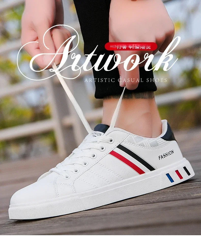 2024 Mens Casual Sneakers New Fashion Lace-up White Shoes Student Comfort Sports Plus Size Vulcanized Shoes Zapatillas De Hombre