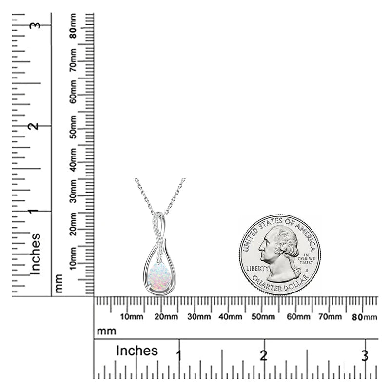Lnngy 925 Certified Silver Chains Necklace Oval/Round/Marqusie Pear Cut White Opal Pendant Necklaces for Women Collar Mujer