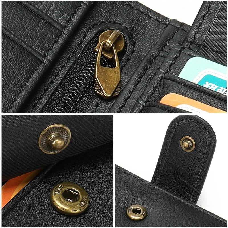 MOTAORA Men's Genuine Leather Wallet Multifunction RFID Bifold Purse For Men Small ID Card Holder Male Antimagnetic Cash Wallets
