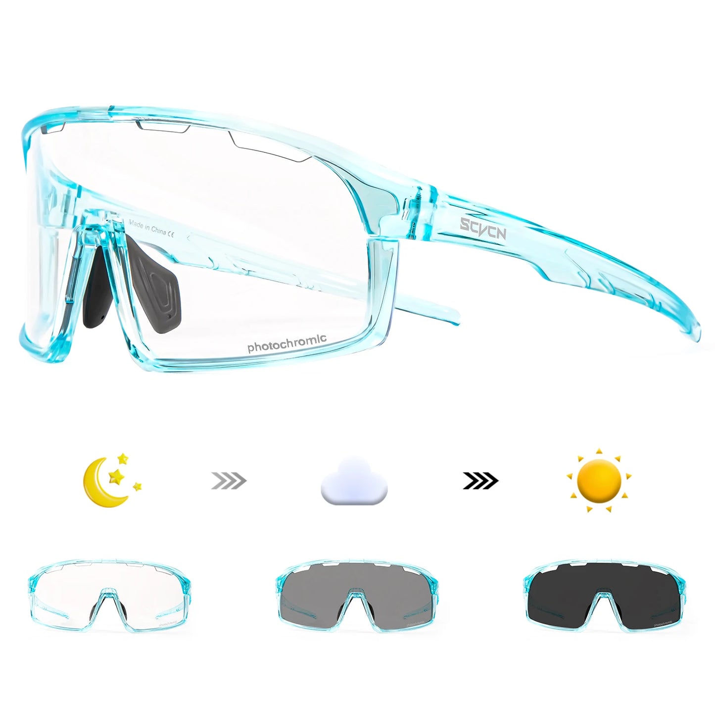 SCVCN New Photochromic Glasses Cycling Sunglasses Men Outdoor Sports Glasses Women Driving Bicycle Eyewear UV400 Hiking Goggles
