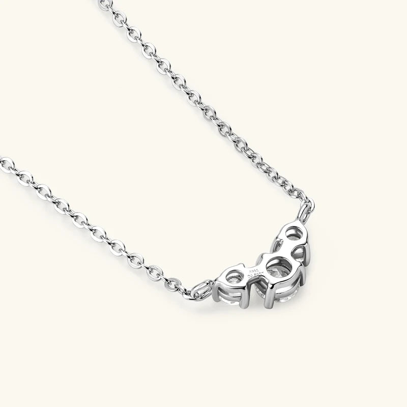 Lnngy Certified GRA Three Stone Moissanite Necklace Ring 925 Sterling Silver Jewelry Set For Women Wedding Engagement Rings Gift