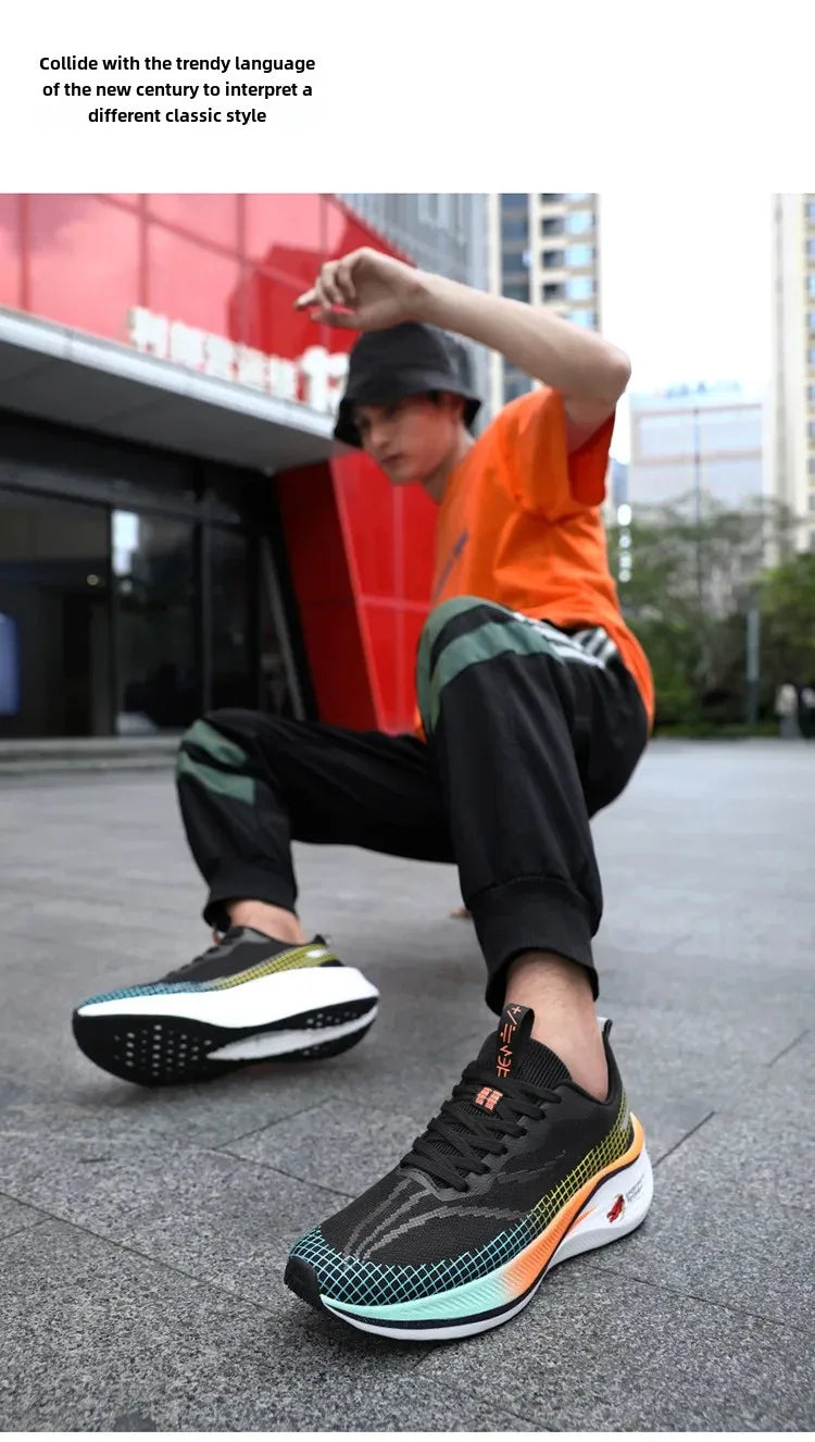 New Red Rabbit 7 Couple Carbon Board Mesh Breathable Sports Shoes Elderly Trendy Shoes Men's Casual Running Shoes Summer EVA Upp