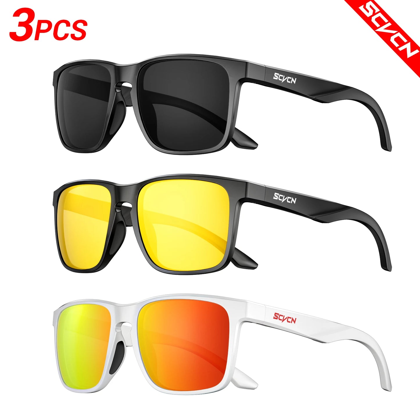 SCVCN New Outdoor Cycling Polarized Sunglasses Men Women Sports MTB Bike Eyewear Road Bicycle Glasses UV400 Goggles 3Packs