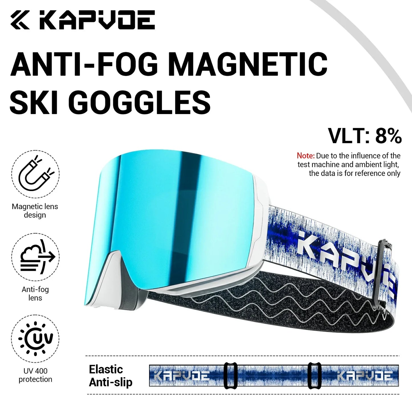 KAPVOE Winter Outdoor Ski Goggles Double Magnet Adsorpt Layers UV400 Anti-fog Coatings Snowmobile Snowboard Skiing Men Women
