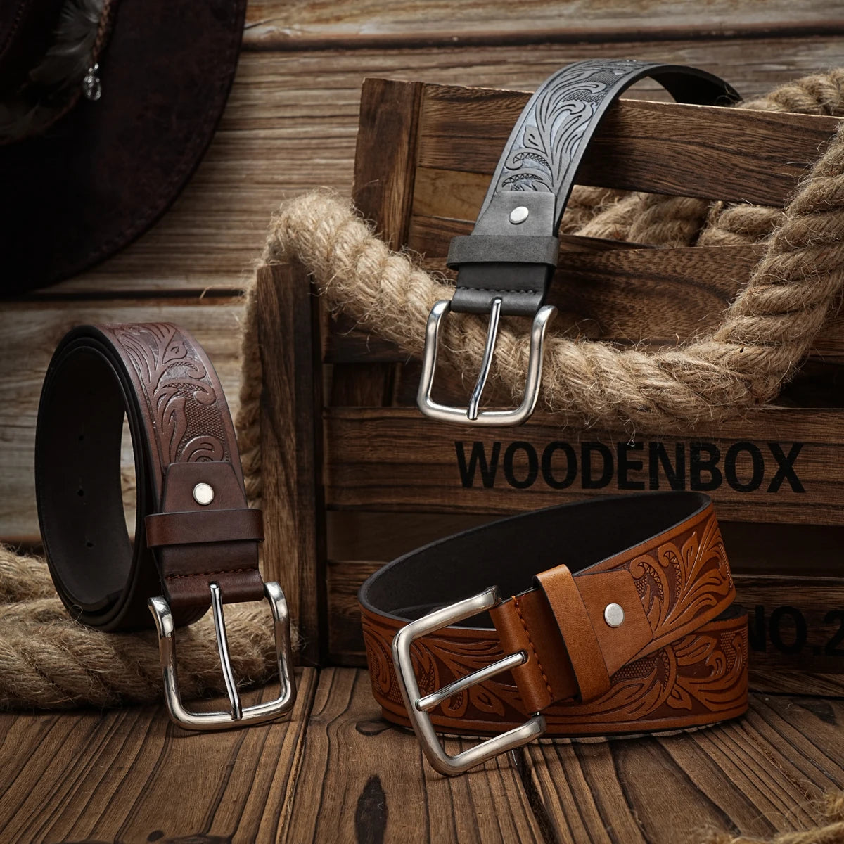 Fashionable Men Western Style PU Belt