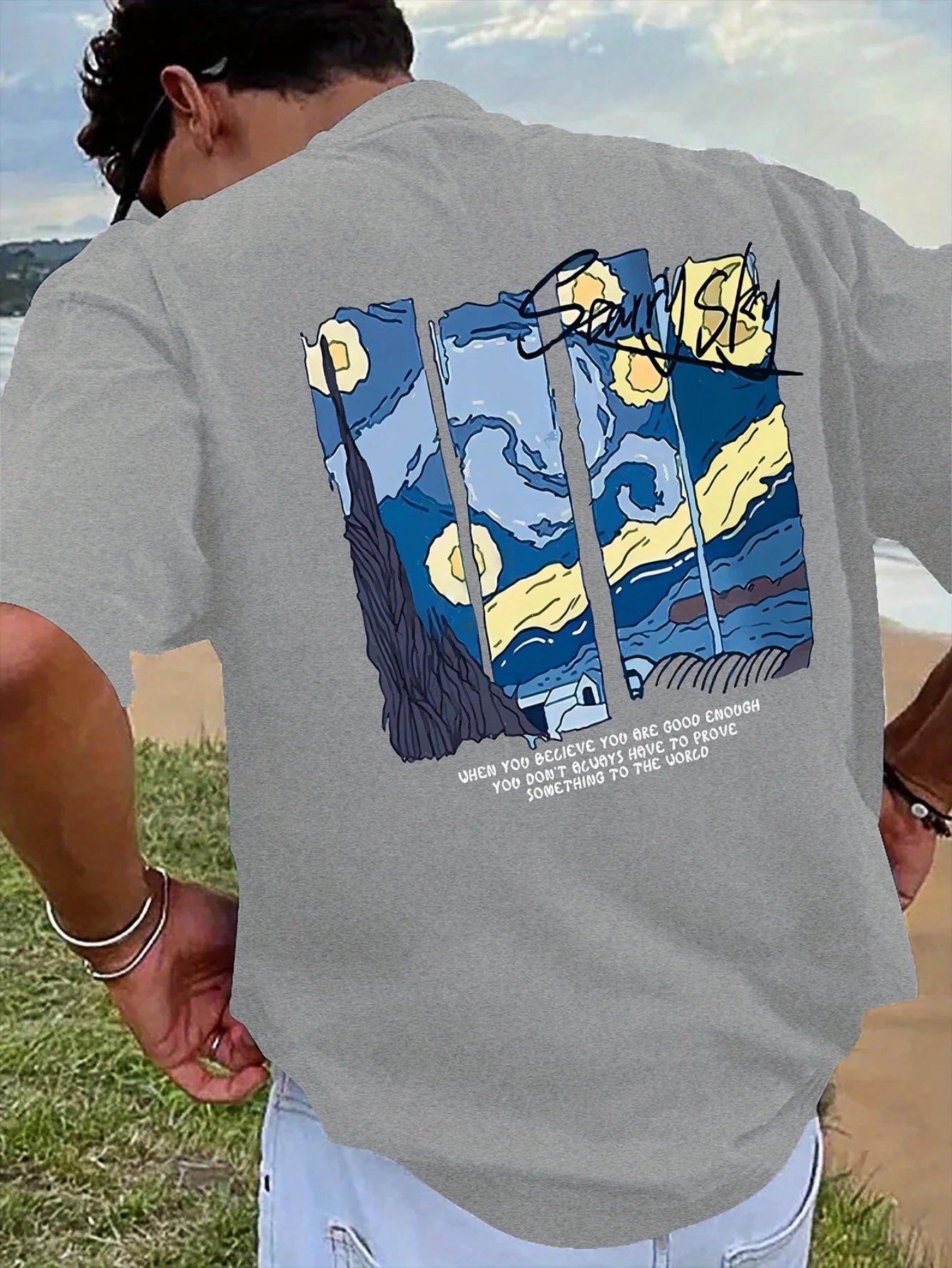Men’s Summer 100% Cotton Casual T-Shirt Oil Painting Print | Loose Fit | Breathable Comfort