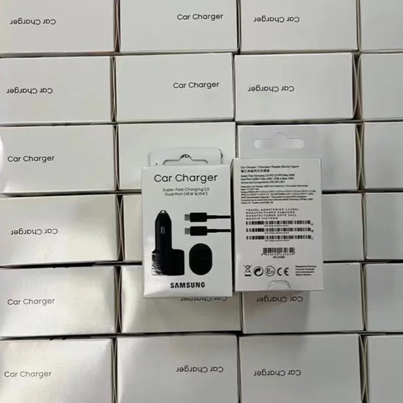 60W Samsung Dual Car Charger with Fast Charging 45W Usb C PD Auto Chargeur for S25 Ultra S25+ S24 Ultra S23 FE S22 A55 A15 A54