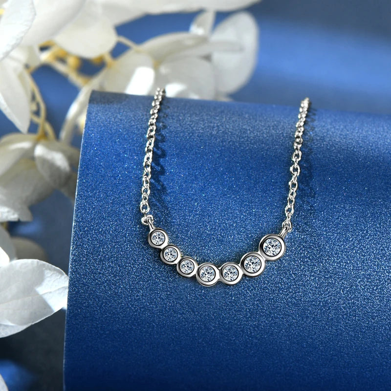 IOGOU 2024 Bezel Moissanite Jewelry Set Silver 925 Bubble Pendant Necklace Stud Earrings Women's Gift Valentine Day Christmas