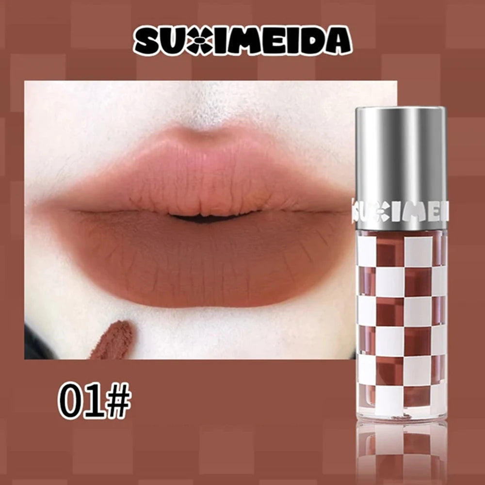 Punk Dark Red Lip Gloss Waterproof Lasting Matte Lipstick Smoky Nude Purple Matte Lipstick Natural Chocolates Lip Tint Makeup