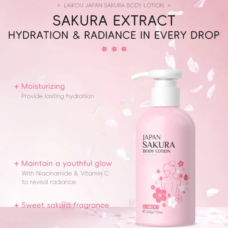 Cherry Blossom Body Cream 200g Moisturizing Lotion Daily Skin Care Essential Holiday Gift Idea