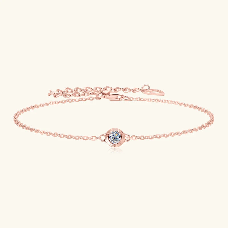 Lnngy 3mm Bezel Moissanite Bracelet Original And Pure 925 Sterling Silver Bracelets For Women Fashion Charm Wedding Jewelry Gift