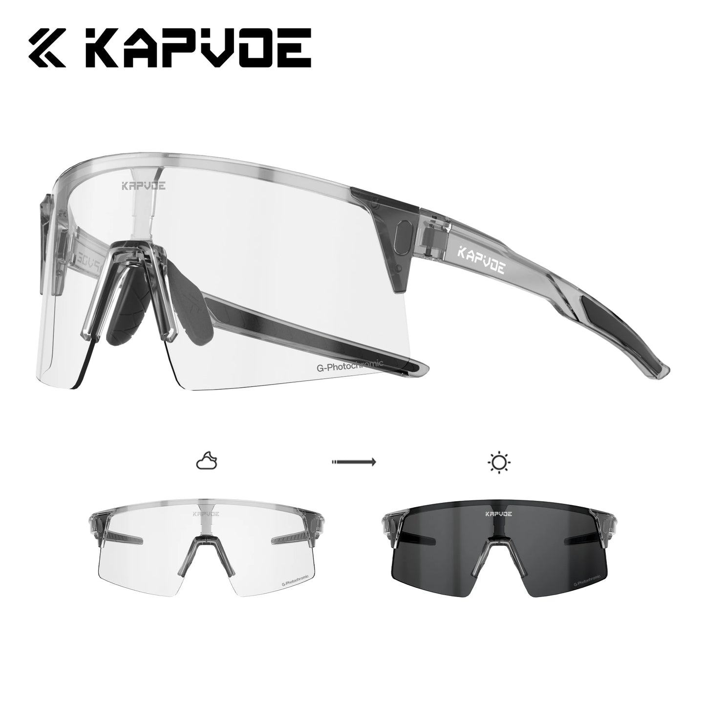 Kapvoe Photochromic Men Bike Cycling Sunglasses Women Glasses Bicycle Sports Running Glasses Outdoor UV400 New Road Goggles