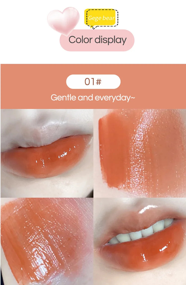 Silky Glossy Lipstick Gege Bear Pump Lips Moisture Water Bomb Comfortable Ultra Sheen Non-Stick Cup Lip Balm