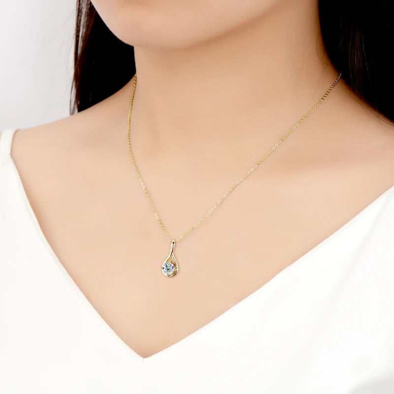 Lnngy 8mm 2.0ct Moissanite Necklace S925 Sterling Silver Pendant Necklaces For Women Exquisite cadena plata 925 Wedding Jewelry