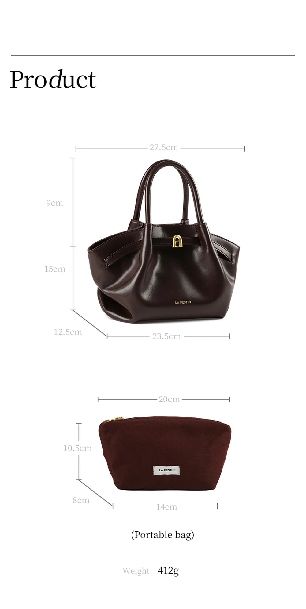 LA FESTIN Leather Bag New Suede Handbag Women's bags Luxury brand Bag Fashion Shoulder Bag Crossbody Bag Bucket Bag small size