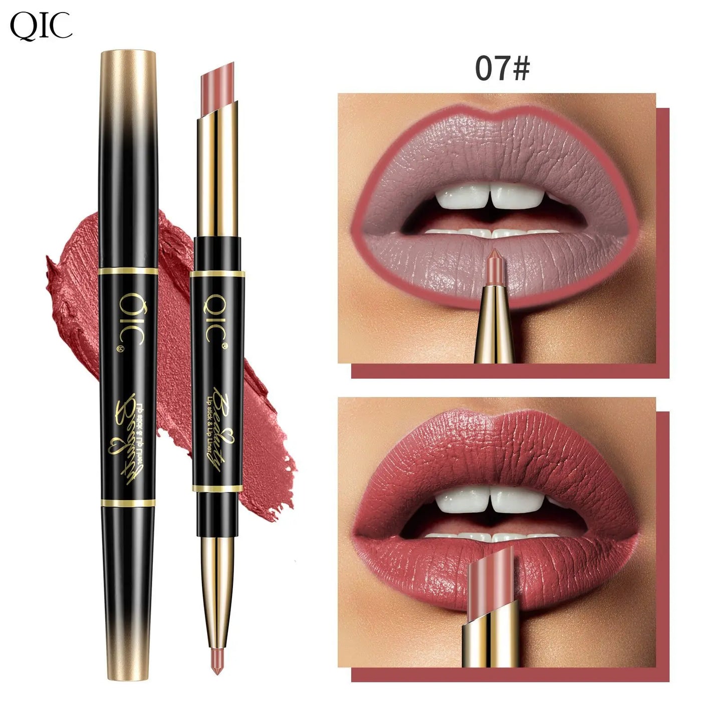 2 IN 1 Lip Liner Waterproof Nude Matte Lipstick Pencil Sexy Red Long Lasting Double Ended Lipliner Makeup Cosmetics For Women