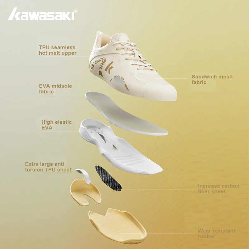 Kawasaki Honor Series Men Women's Sports Shoes Professional shock-absorbing and breathable badminton shoes for men and women