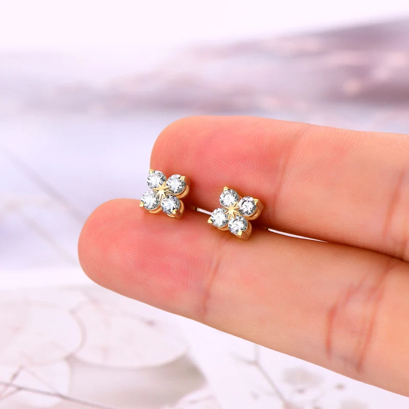 Lnngy Moissanite Necklace Bracelet Earring 925 Sterling Silver Four Leaf Flower Pendant Moissanites Jewelry Set For Wedding Gift