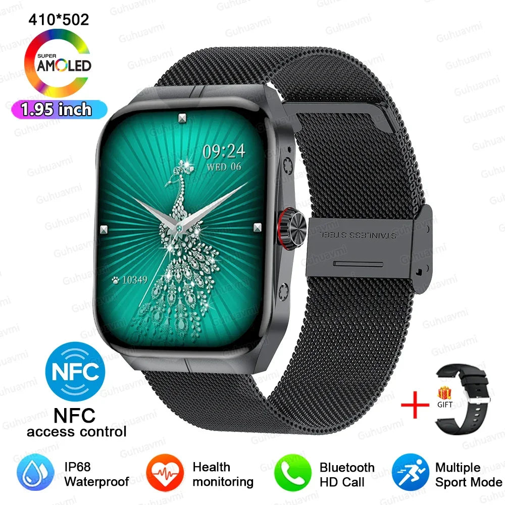 Smartwatch Men Women NFC AMOLED Screen Always Show Time Clock Bluetooth Call IP68 Waterproof Smart Watch Sport Fitness Bracelet