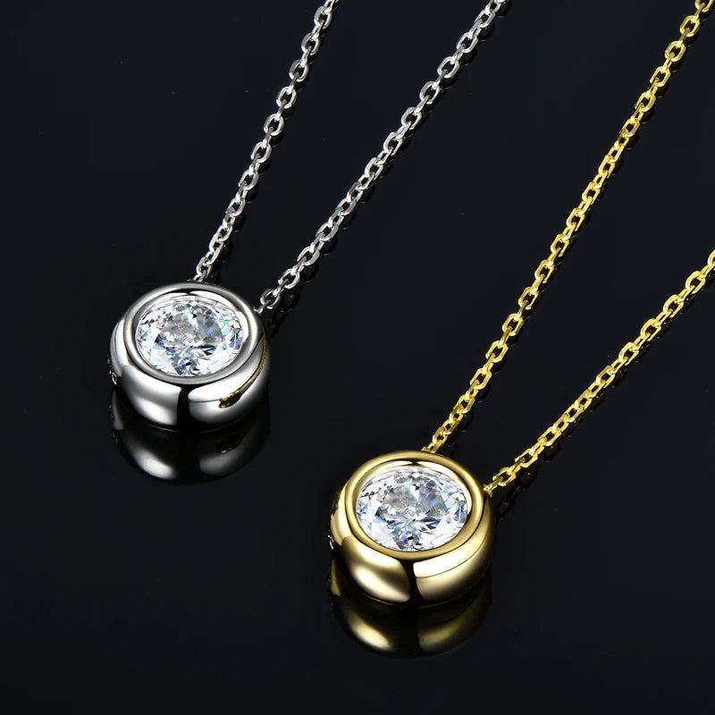 IOGOU Real 3ctw. D Color Moissanite Jewelry Set 925 Silver 18k Gold Plated Pendant Necklace Stud Earrings Set for Women Men Gift