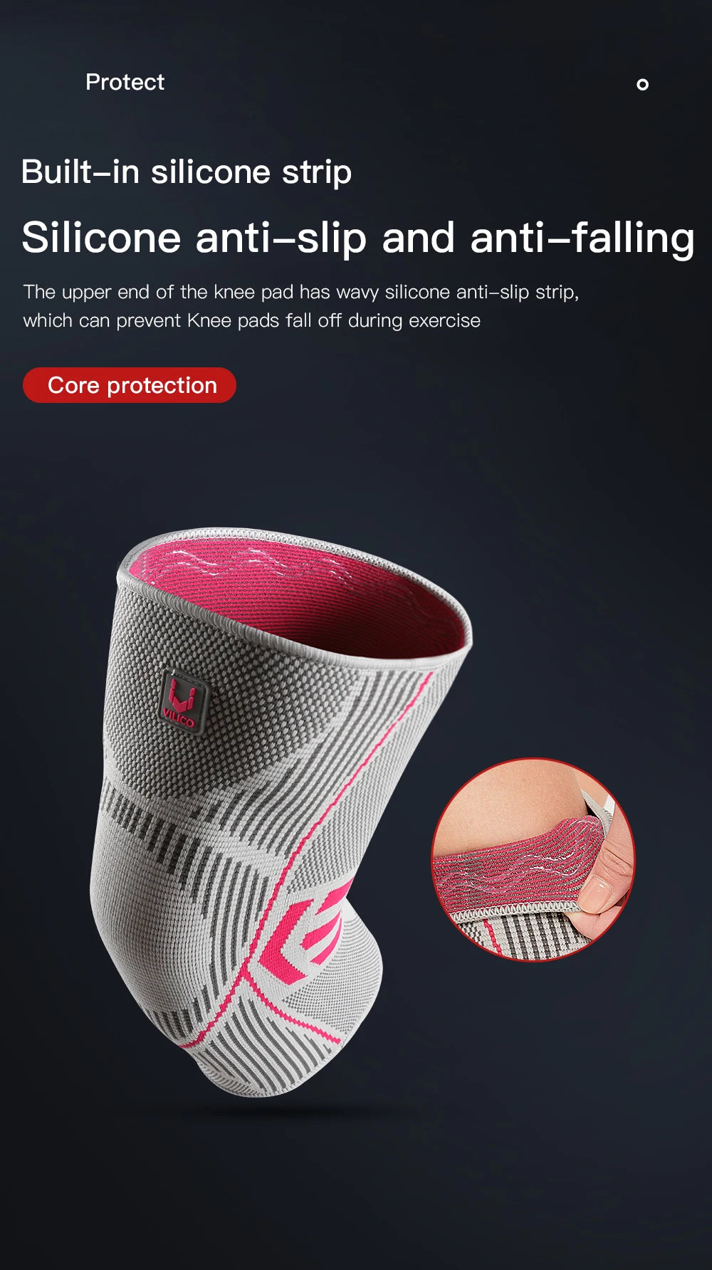 Professional Knee Support Compression Knee Sleeve Anti Slip Silicone Knee Braces for Knee Pain Meniscus Tear