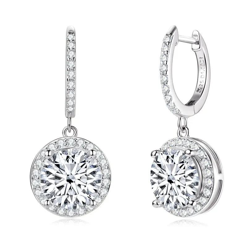 Lnngy 1CT 2CT 3CT Moissanite Earring 925 Certified Silver Drop Earrings For Women Girls Wedding Anniversary Dainty Jewelry Gift