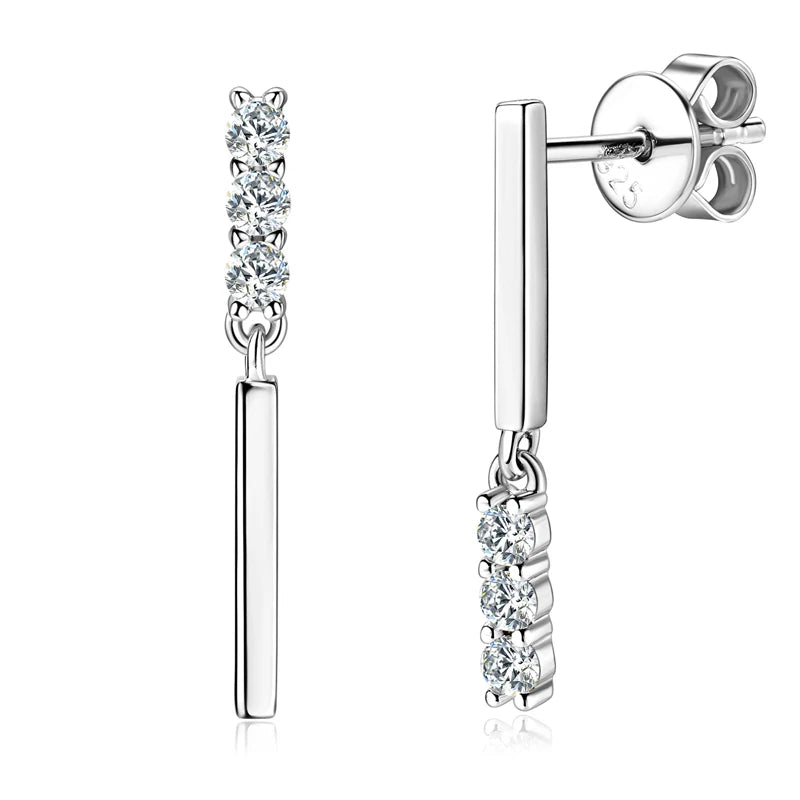 Lnngy Pendientes Plata 925 Sterling Silver Stud Earring for Women Mini 2mm Moissanite Earrings Fashion Tassel Jewelry Gift