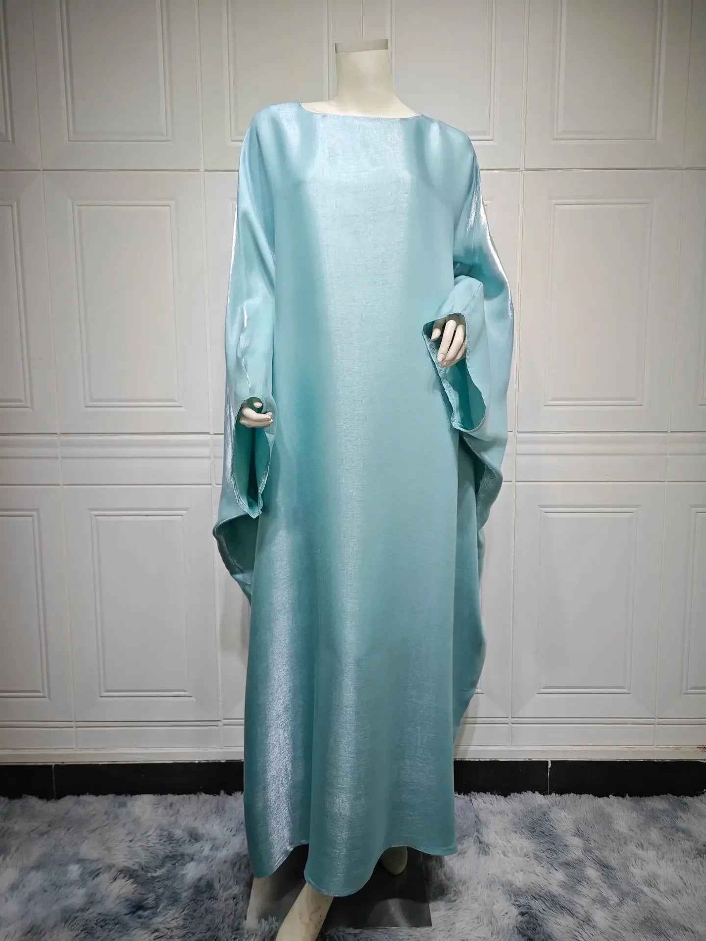 2024 Muslim Dress Women Summer Fashion Muslim Long Sleeve Satin Plus Size Long Abaya Kaftan Abaya Dubai Abaya Muslim Clothes