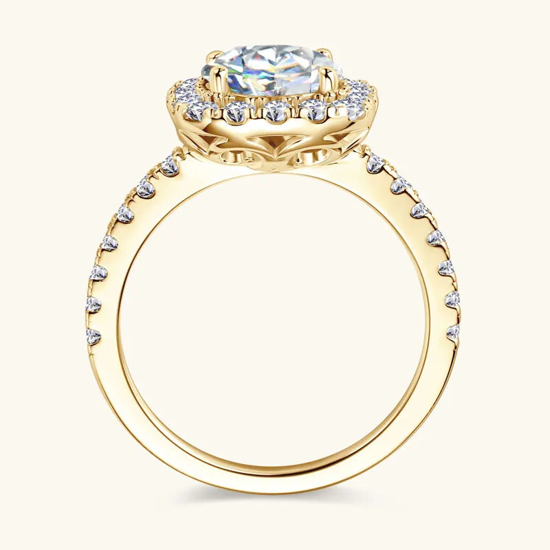 Lnngy 8mm 2ct Moissanite Halo Ring Certified 925 Sterling Silver Engagement Rings For Women Girls Wedding Party Jewelry Gift