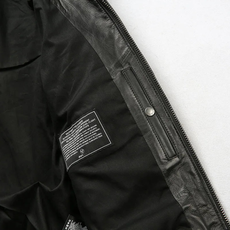 G1 flight suit jacket men Europe and the United States size embroidery French sheepskin leather coat sheep shearling collar top