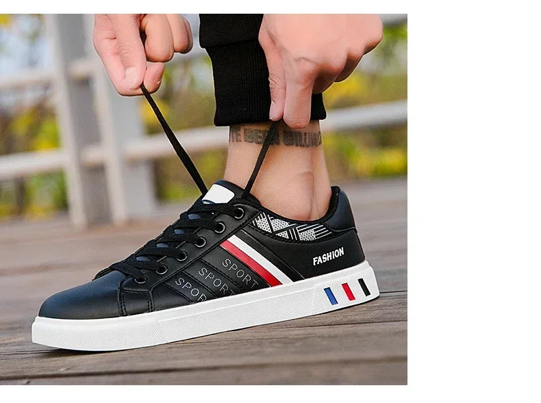 2024 Mens Casual Sneakers New Fashion Lace-up White Shoes Student Comfort Sports Plus Size Vulcanized Shoes Zapatillas De Hombre