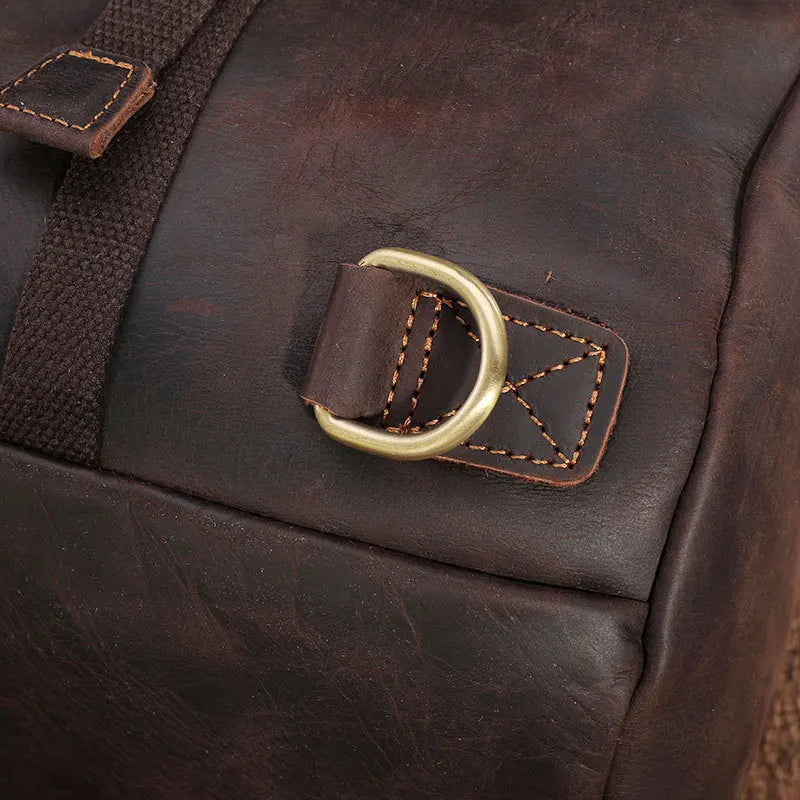Luufan Unique Design Leather Backpack For Men Vintage Crazy Horse Leather Bucket Daypack Large Male Travel Bag Male Backpacks