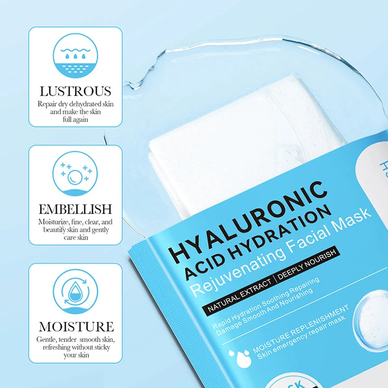 20pcs BIOAQUA Snail Hyaluronic Acid Face Mask skincare Moisturizing Hydrating Firming Facial Masks Face Skin Care Products