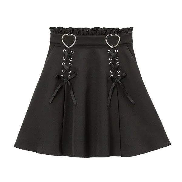 2025 Y2k Aesthetic Harajuku Style Sweet Girl High Waist Mini Bandage Skirt Slim Women Solid Streetwear Gothic Jk Saia Feminina