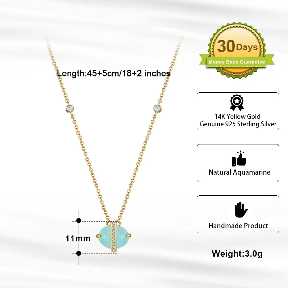 ORSA JEWELS 925 Sterling Silver Natural Aquamarine Earrings Necklace Ring Set 14K Gold Plated for Women Jewelry Sets Gift SSGM04