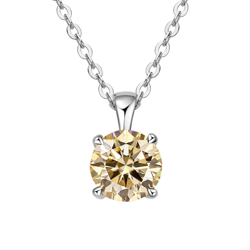 JoyceJelly Classic Four Prong 1ct Moissanite Necklace Women's 925 Sterling Silver Plated 18k Gold Pendant Luxury Fine Jewelry