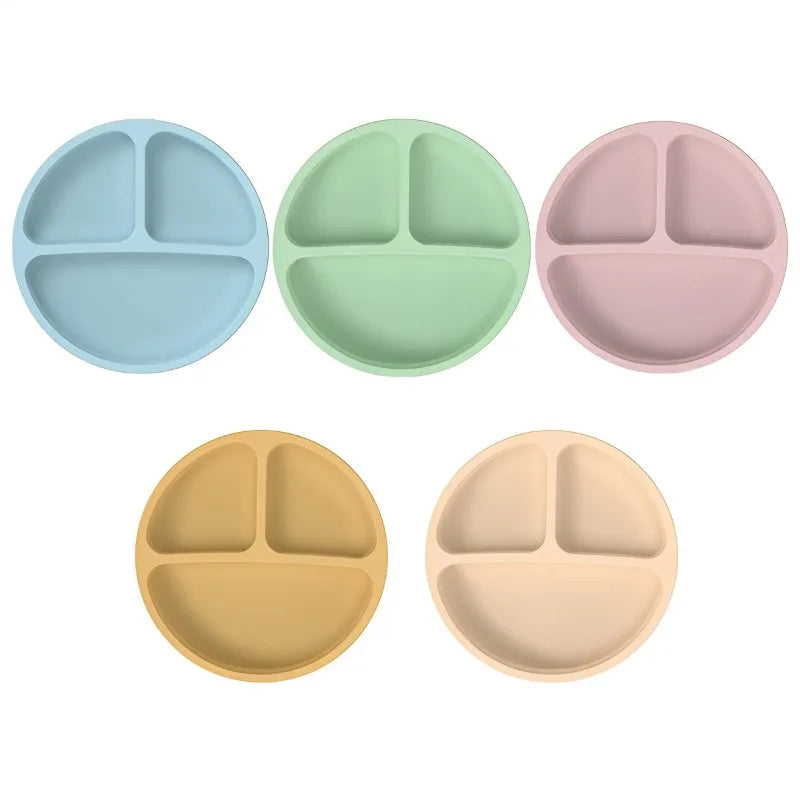 Silicone Tableware Children's Dinner Plate Divided Dinner Plate Auxiliary Training Tableware Set Snack Bowl