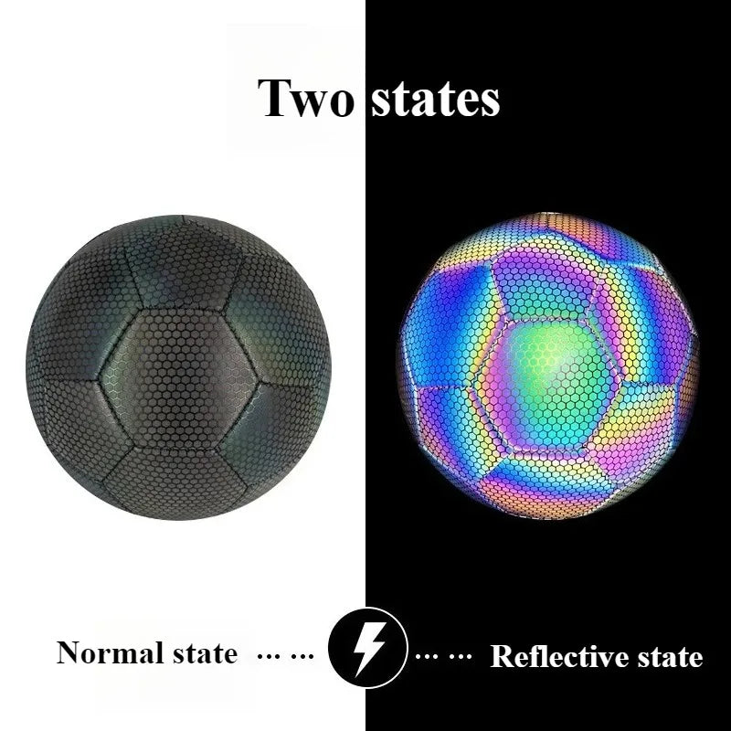 Soccer Reflective Football Luminous Ball Night Outdoor Sports Glowing Standard Soccer Size 5 4 for Boys, Kids Training Football