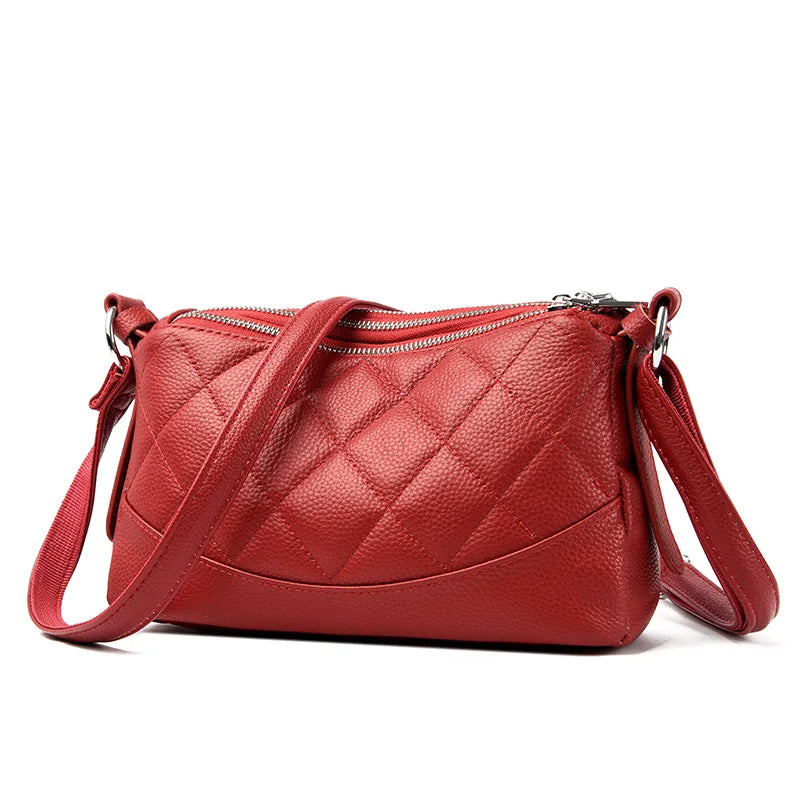 2024 New Women's Shoulder Bag 100% Genuine Leather Female Crossbody Bags Girl Tote Bolsas Three Layer Large Capacity Wallet Sac
