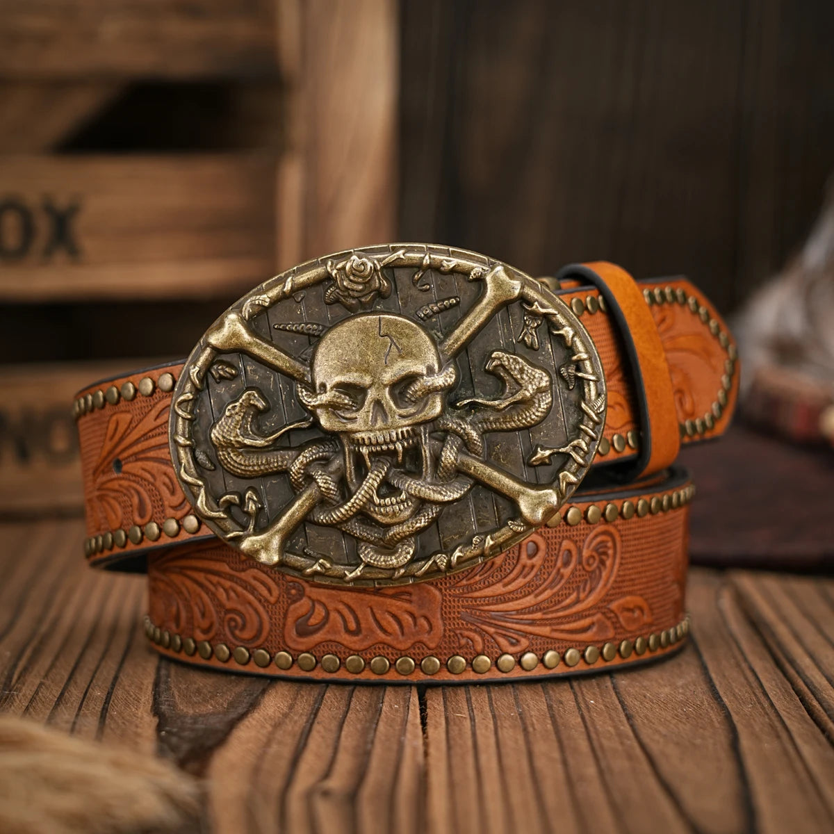 Unisex Western Style 3.8cm Wide PU Leather Belt with 3D Embossed Design - Durable & Stylish for Men & Women