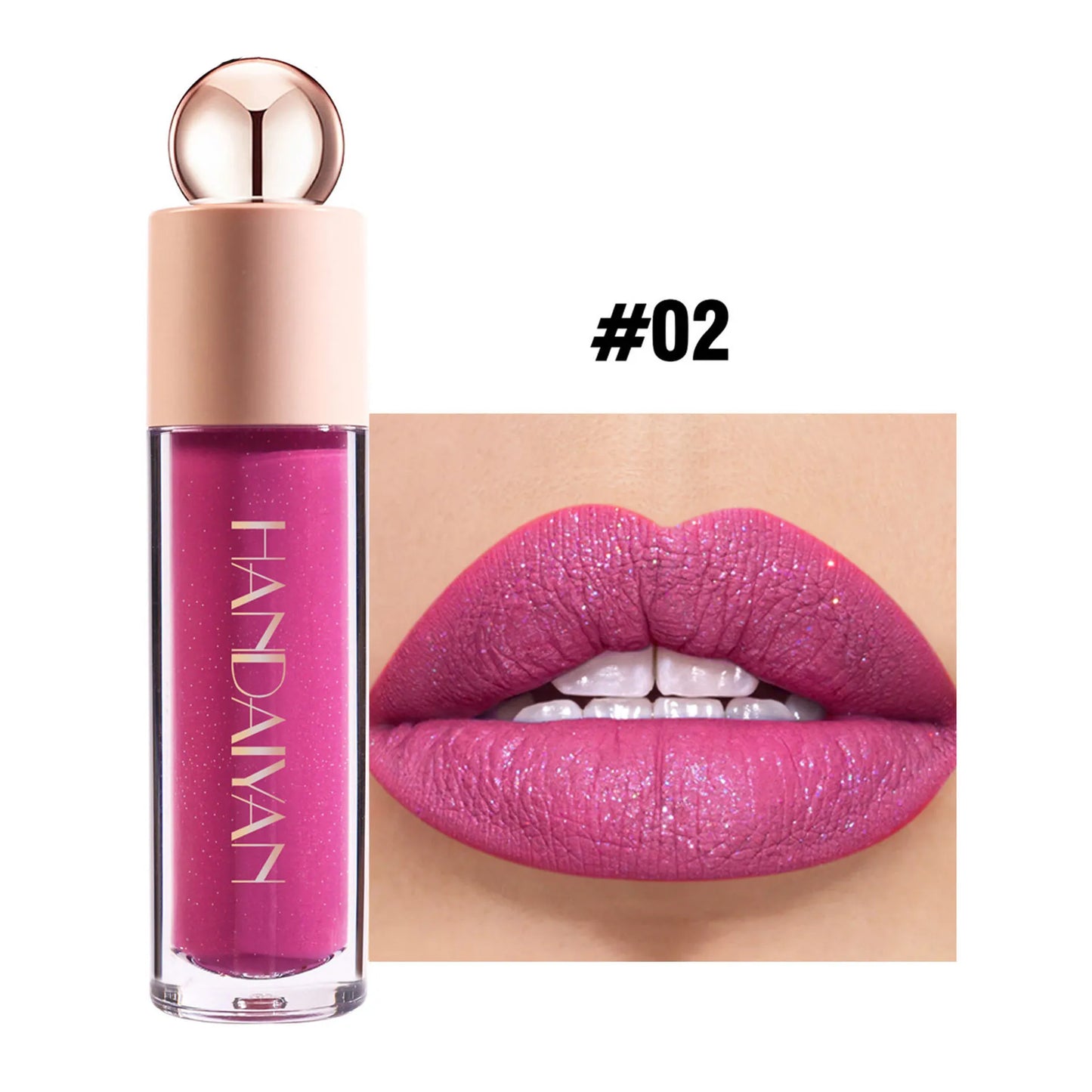 QIBEST Diamond Liquid Lipstick Moisturizing Lasting Purple Sparkling Waterproof Lip Gloss Matte Glitter Lipstick Korean Makeup