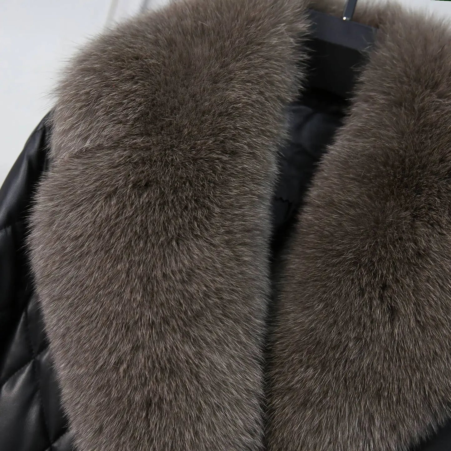 Tcyeek Winter Natural Fox Fur Collar Coat Mid-long Slim Sheepskin Coats Women Clothes Real Leather Down Jacket Lady Veste Femme