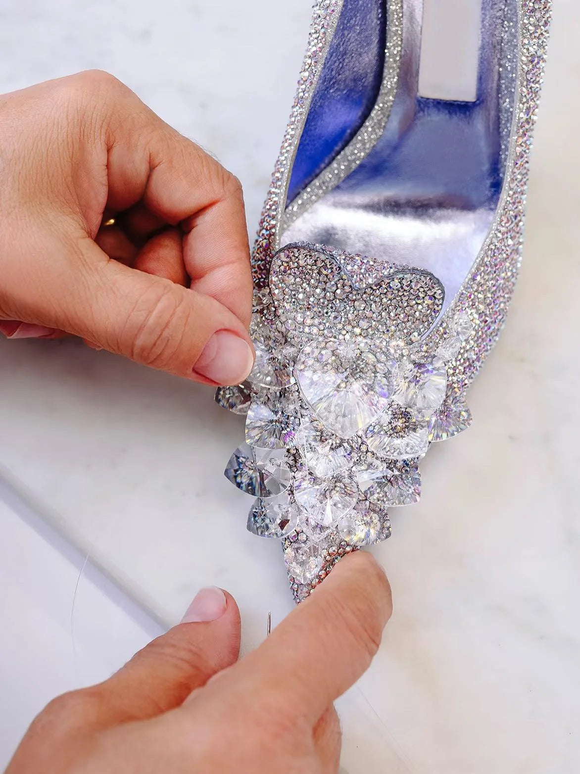 2025 New Spring And Autumn Bridal Wedding Shoes Rhine-shaped High Heels Female Stiletto Crystal Pumps